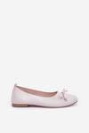 Mesh Ballet Flats With Bow Light Beige Bianila