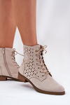 Boots With Perforated Pattern With Zip Light Beige Serfina