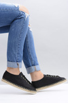 Lu Boo | Czarne Brokatowe Lniane Espadryle Fairy