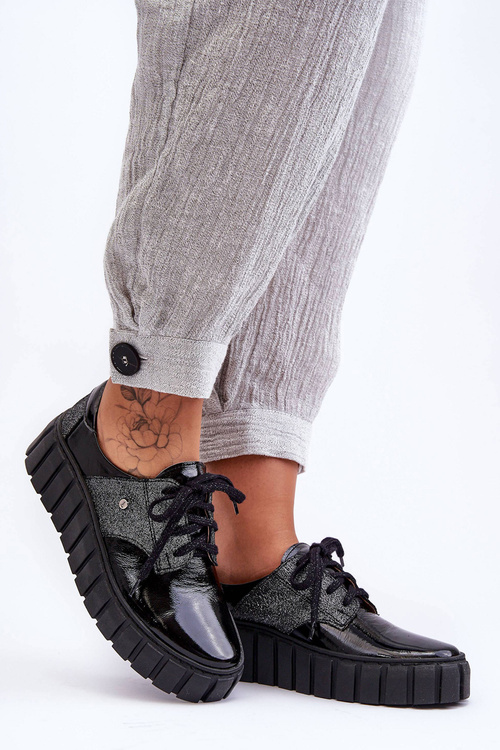 Leather Platform Half-Boots Black Hypnosis