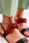 Fashionable Sandals With Beads Black Hally