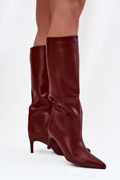 Women's Slip-On Insulated Boots on Heel Bordeaux Olive