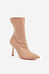 Fabric Stiletto Boots Dark Beige Amune