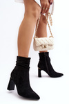 Women's ankle boots with block heel and ruched upper black Phaga