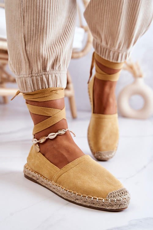 Tied Suede Espadrilles Yellow Ismanne