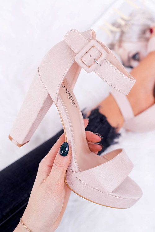 Women's Stiletto Heeled Sandals Suede Beige ShakeUp