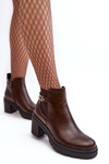 Leather Women's Boots On Massive Heel Brown Belinda