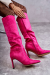 Kozaki Zamszowe Obcas Szpilka Różowe Carite