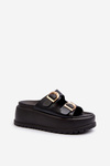 Women's Slides on Chunky Platform Black Mililena