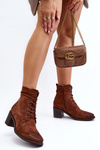 Women's Low Heel Lace-Up Ankle Boots Brown Serellia