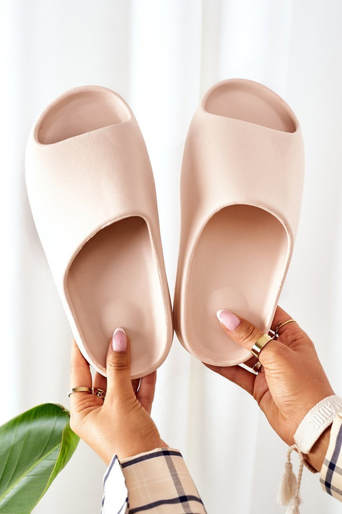 Rubber Platform Slippers Nude Squishy