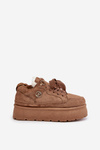 Fleece Lined Women's Platform Sneakers Brown Velarisea