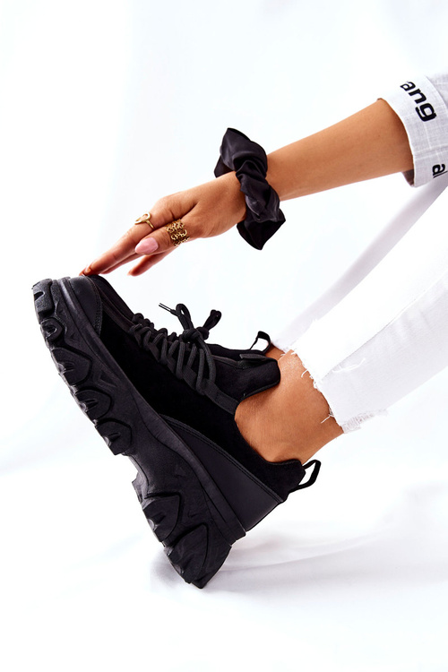 Damskie Sportowe Buty Sneakersy Czarne Miles