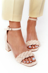 Suede High Heel Sandals Beige Long Island