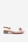 Transparent sandals with low heel and pink gold ornament D&A MR38-368