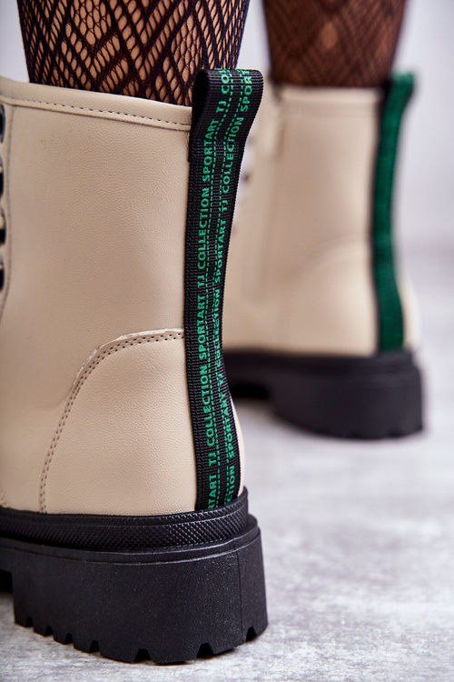 Women's Leather Boots Workers Light Beige Denila