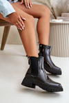 Black Zip-Up Glossy Ankle Boots Groesta