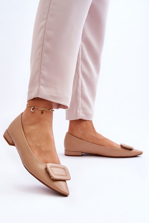 Baleriny Klasyczne Ozdoba Beżowe Rivea 9533