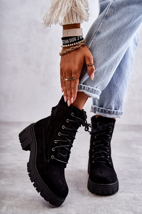 Women's Suede Warm Boots With Zipper Black Emilien