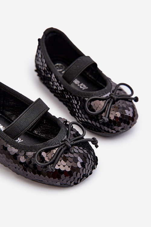 Children's Ballerina Flats Adorned with Sequins Black Weries