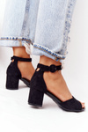 Suede High Heel Sandals Vinceza 23-20100 Black