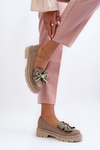 Women's Leather Moccasins with Bow Laura Messi 2787 Beige