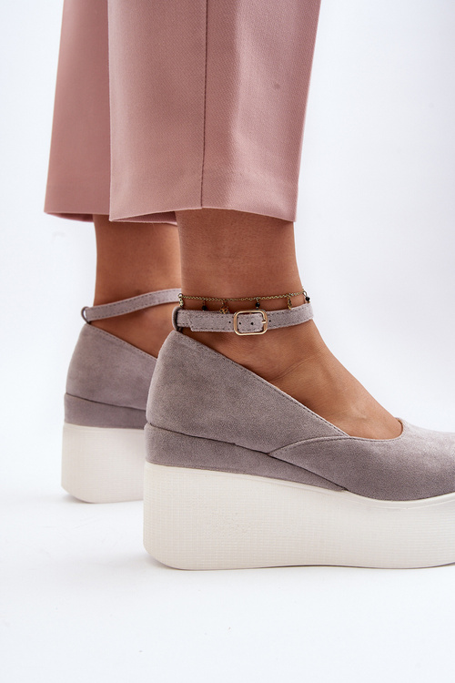 Women's Grey Wedge Espadrilles Malla