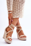 Comfortable High Wedge Sandals Beige Lemira