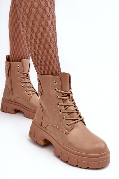Women's Lace-up Brogues Flat Heel Beige Brenhile