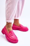 Leather Slip-On Platform Loafers Pink Riverside 