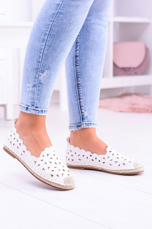 Lu Boo Women's Ballerina White Espadrilles in Macarena Flowers