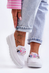 Women's Slip-On Tennis Sneakers with Ornament White Taylor