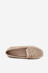 Women's moccasins with perforated pattern and lacing beige Mirisa