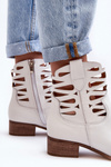 Women's Leather Lace-up Boots White Lewski 3329