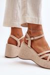 Platform Sandals and Wedges in Light Beige Color Oporia