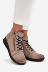 Leather Women's Platform Ankle Boots Insulated Vinceza 39963 Beige