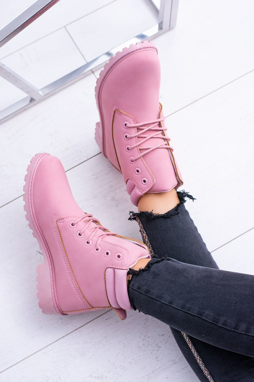 Women's Pastel Timber Boots Powder Pink Lucy
