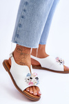 Women's Leather Sandals With Stones White Mersea