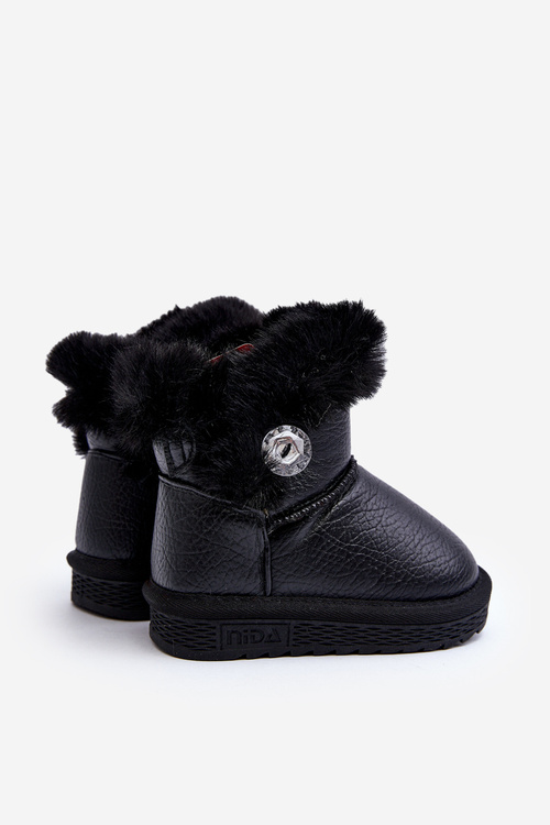 Lined Snow Boots with Fur Black Bessie