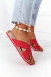 Leather Profiled Slippers Big Star HH274598 Red