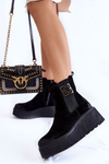 Women's Suede Boots On The Massive Platform Black Savira