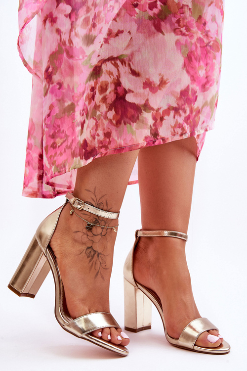 Sandały Obcas Złote Individual D88-7