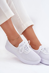Women White Fabric Slip-On Sports Shoes on Platform Kalyra