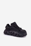 Sneakersy Damskie Skóra Naturalna Platforma Czarne GOE RR2N4044 