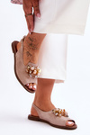 Suede Flat Sandals Nicole 2805/042 Beige