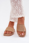 Ladies Platform Slippers Made Of Eco Suede Dark Beige Jorina