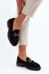 Women's Black Cutout Loafers with Embellishment Talesse