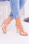 Lu Boo Gold Stiletto Zircon Sandals Serenade