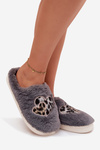 Furry slippers with hearts gray Amandra