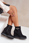 Wedge Ankle Boots With Decorative Strap Black Kaiviana